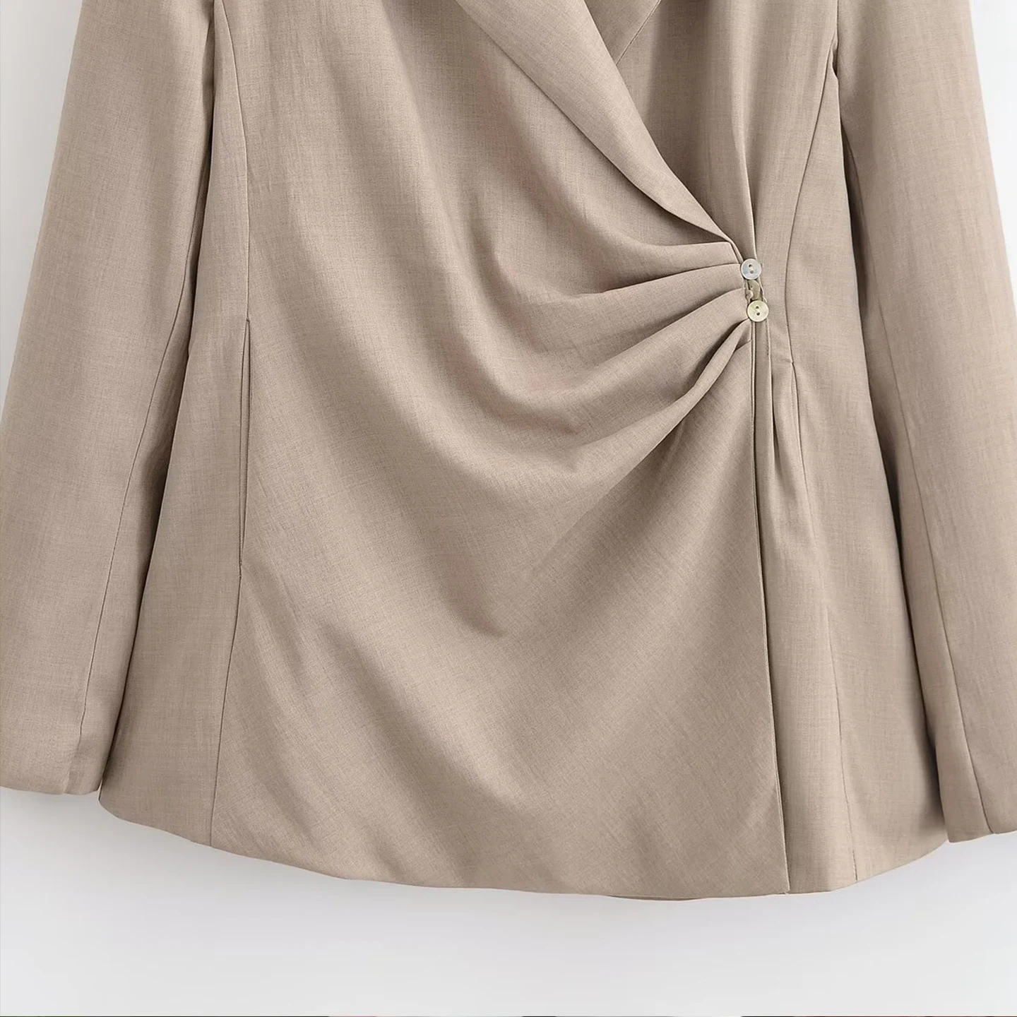 

Women's Tailored Jaet Personali Pleated Waist Slanted Button Front Coat Autumn New Arrival Commute Sle Loose Fit Breath...