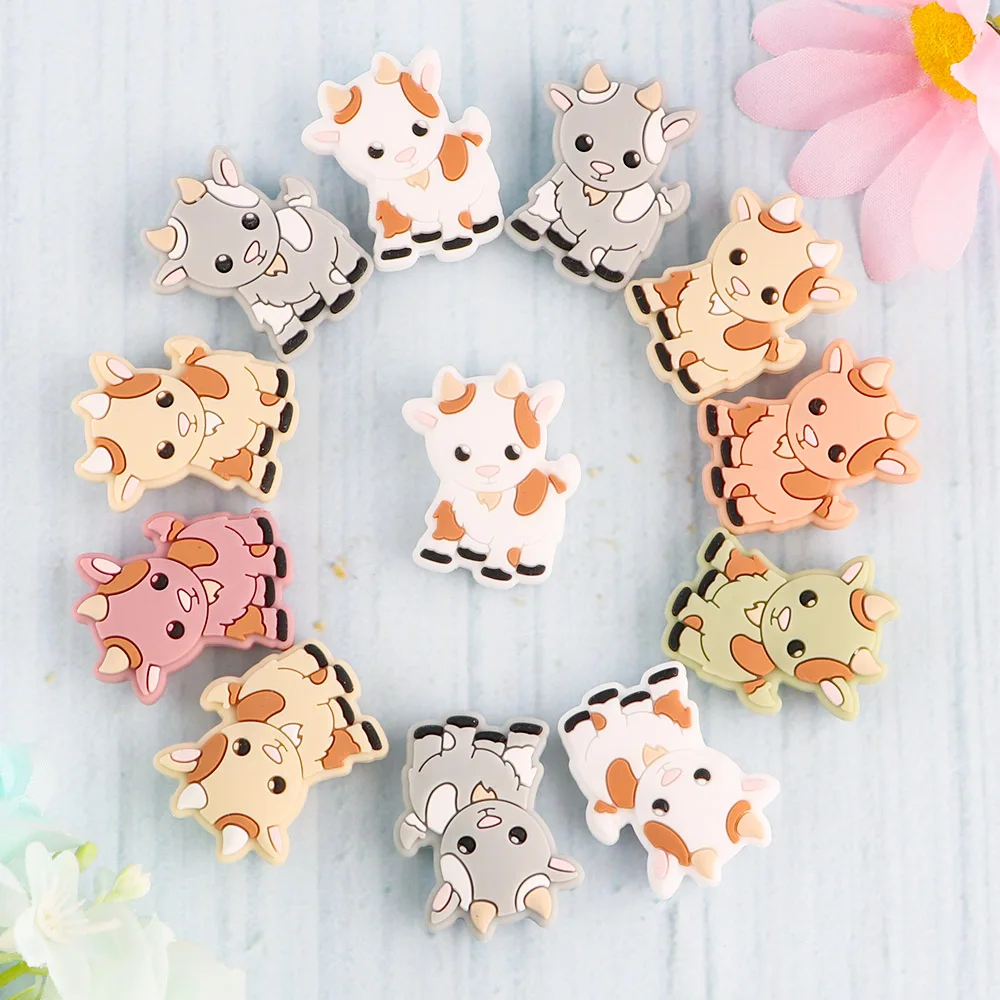 Sunrony 5/10Pcs Silicone Beads New Goat Giraffe Cow Seahorse For Jewelry Making Bulk DIY Jewelry Make Bracelets Accessories