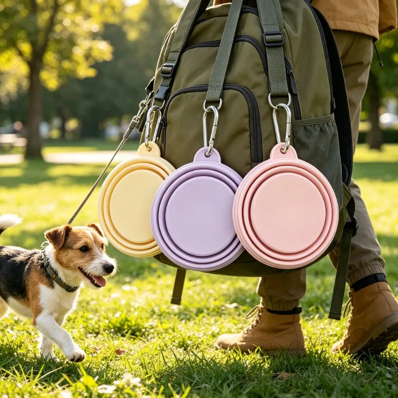 1PC Macaron Silicone Collapsible Pet Bowl Portable Food Water Bowl for Dogs Outdoor Travel Walking Pet Supplies Pet Items