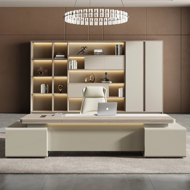 

Modern Luxury Boss Desk Wood High Quality Unique Reception Storage Designer Desks Reading Art Executive Corner Bureau Furniture