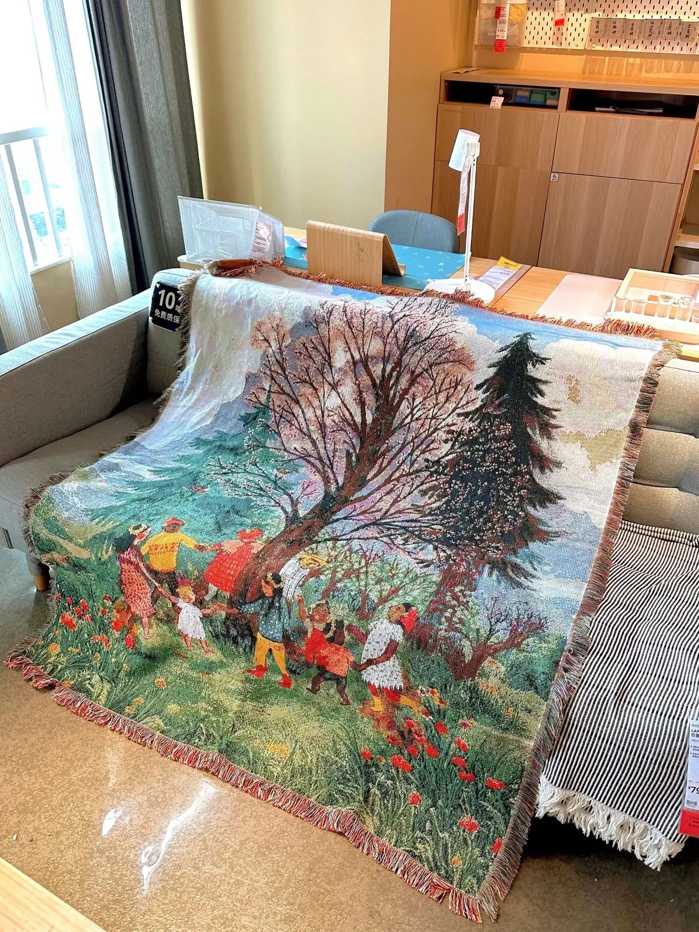 American Retro Cartoon Blanket Thread Carpet Warm Christmas Tree Decor Living Room Leisure Tapestry Sofa Towel Dropshipping