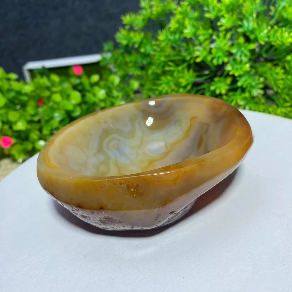 Natural Crystal Agate Free-Form Bowl Tableware Ashtray Healing Gem Mineral Home Decorative Stone Unique Craft Gift