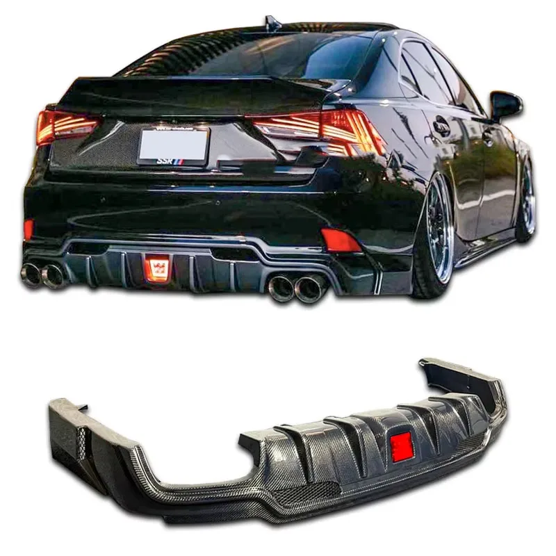 

Car Rear Diffuser Spoiler Fits 2013-2018 Lexus IS Carbon Fiber Rear Diffuser Spoiler Exhaust Tip IS200 IS300 Body Kit Spoiler