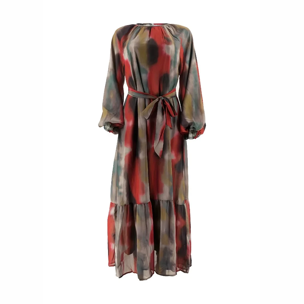 

Muslim Fashion Abaya Dress Hot Islamic Clothing Conservative Chiffon Printed Shirts & Pleated Dresses Dubai Abayas