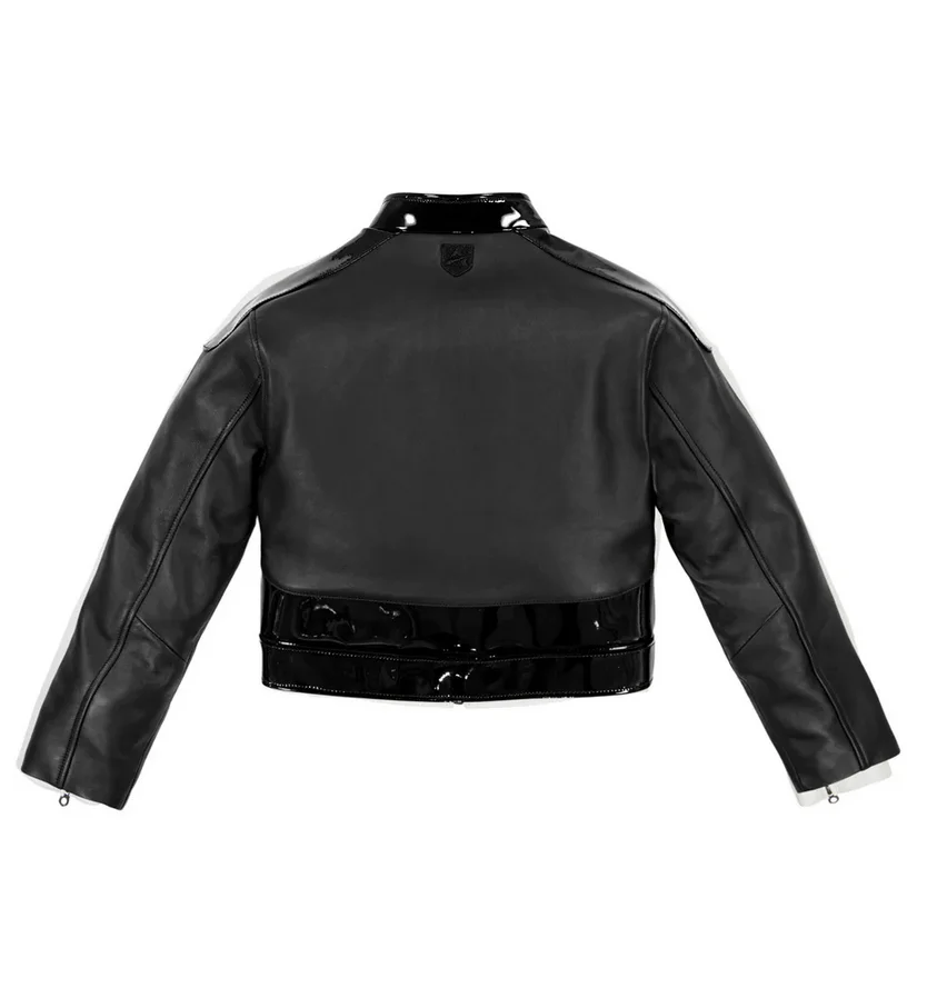 Avirex-女性用ショートフレンチシープスキンレザージャケット,パテントレザー,軽量,クロップドモト,アメリカンサイズ,バイカーモデル,秋