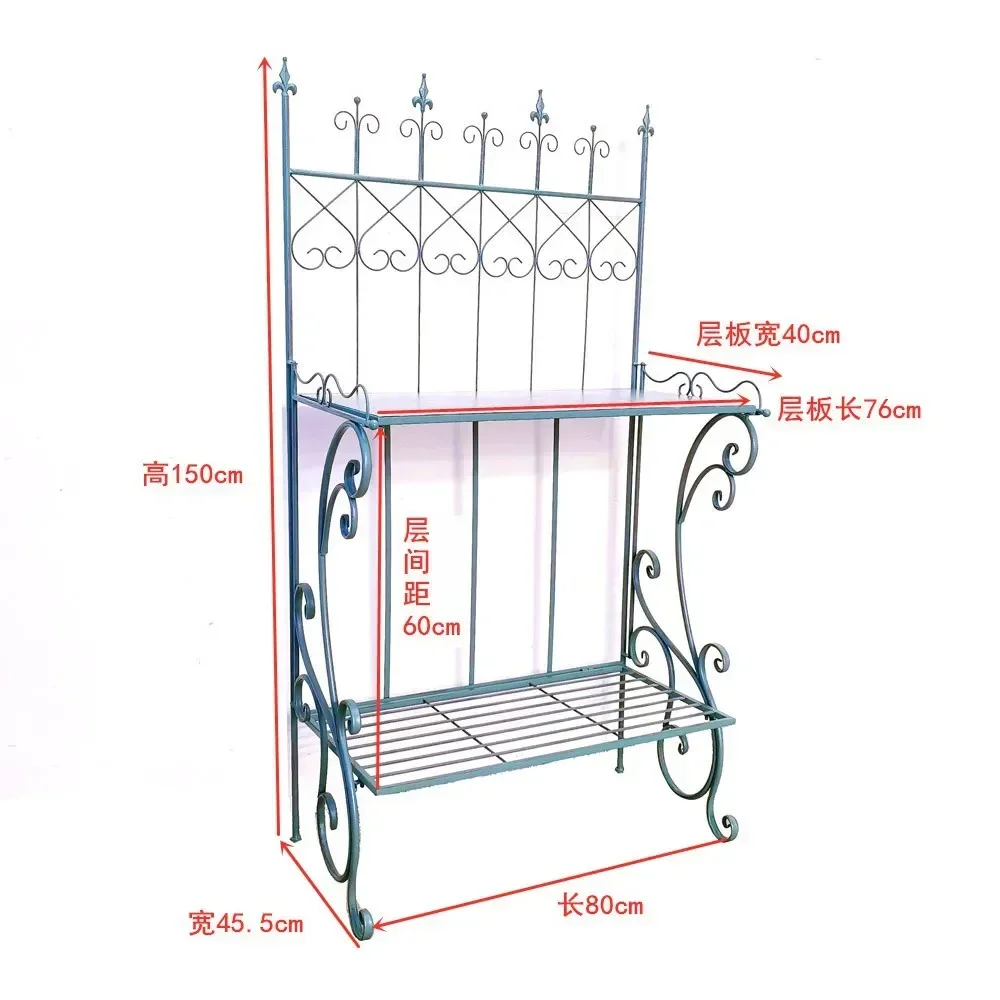 Garden flower stand wrought iron display stand console multi-layer green flower stand courtyard balcony outdoor floor shelf