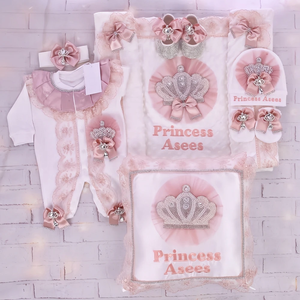 Conjunto de camisa de encaje francés para niña, Body de corona nacarada, Onederful, Boho, Nursery Birthday Girl, malva, polvoriento, Rosa