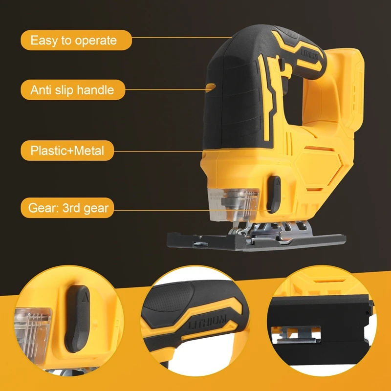 Cordless Jig Saw Electric Jigsaw 3 Gears Portable Multi-Function Woodworking Power Tools For Dewalt 18V 20V Battery