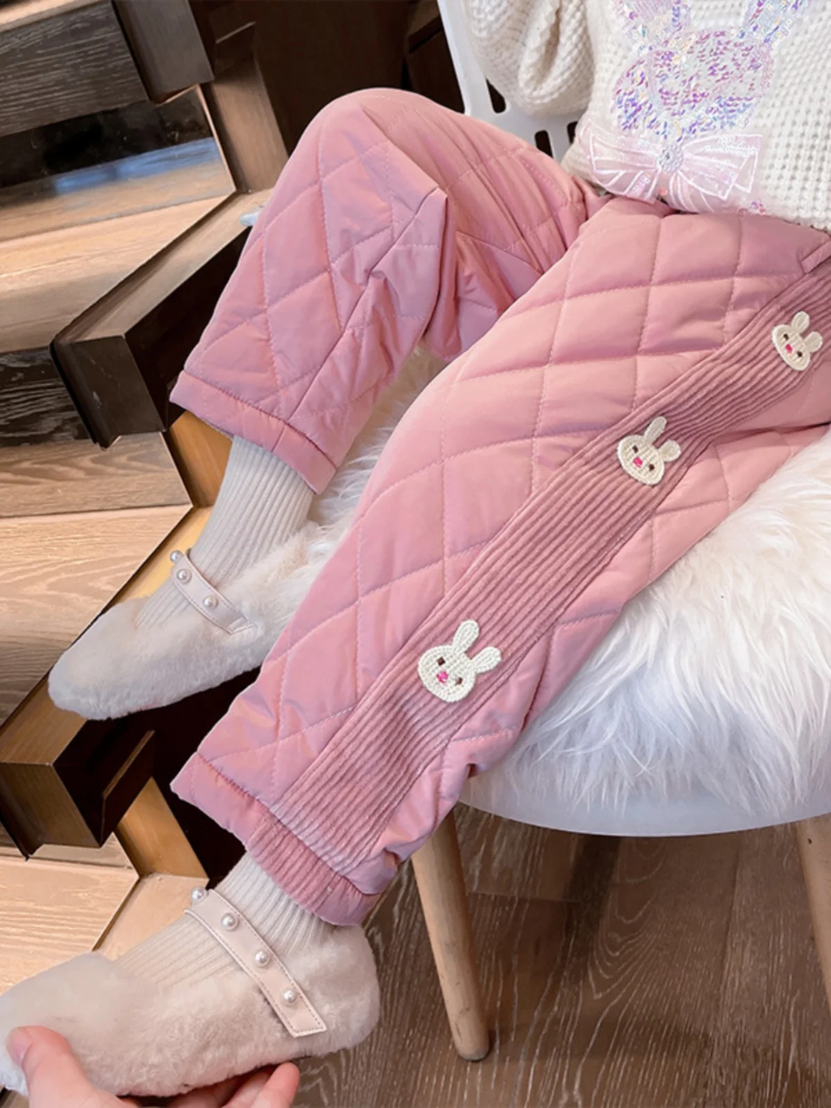 

Girls Thiened Cotton Fce Lined Autumn Pants New Cotton Winter Warm Underwear Tee Layer Cotton Baby Thermal Pants