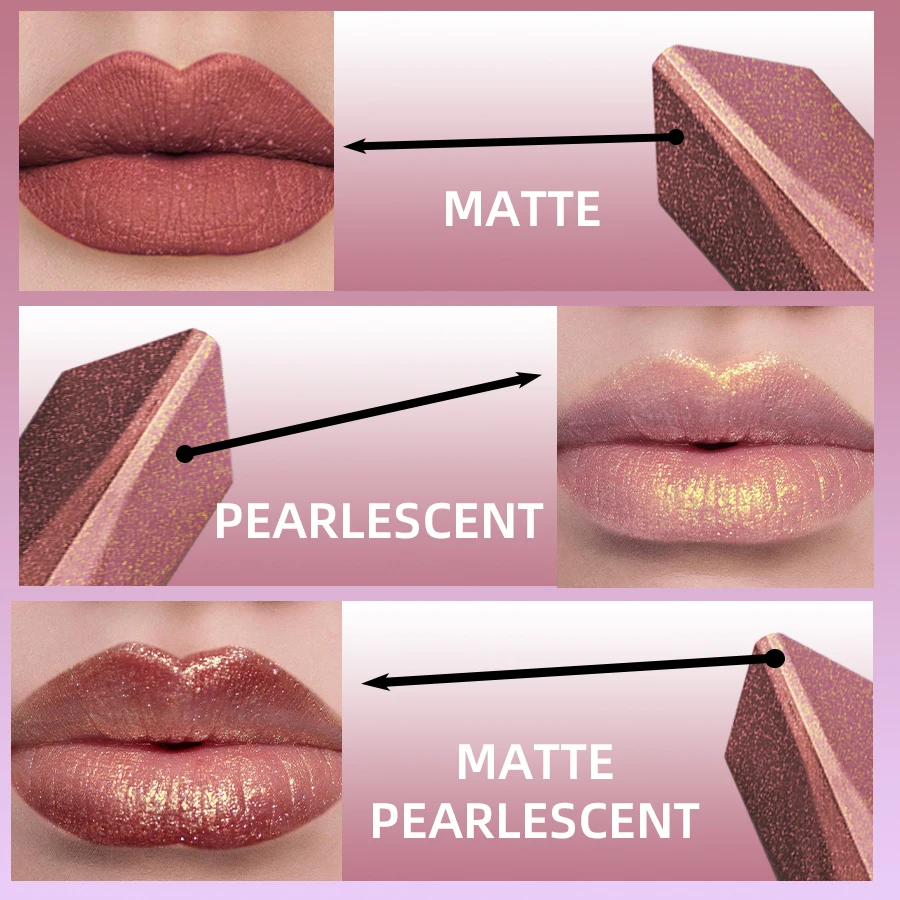 Lápiz Delineador de labios de dos colores con brillo, acabado de terciopelo mate, lápiz labial metálico liso, tinte de labios nacarado, regalos de maquillaje