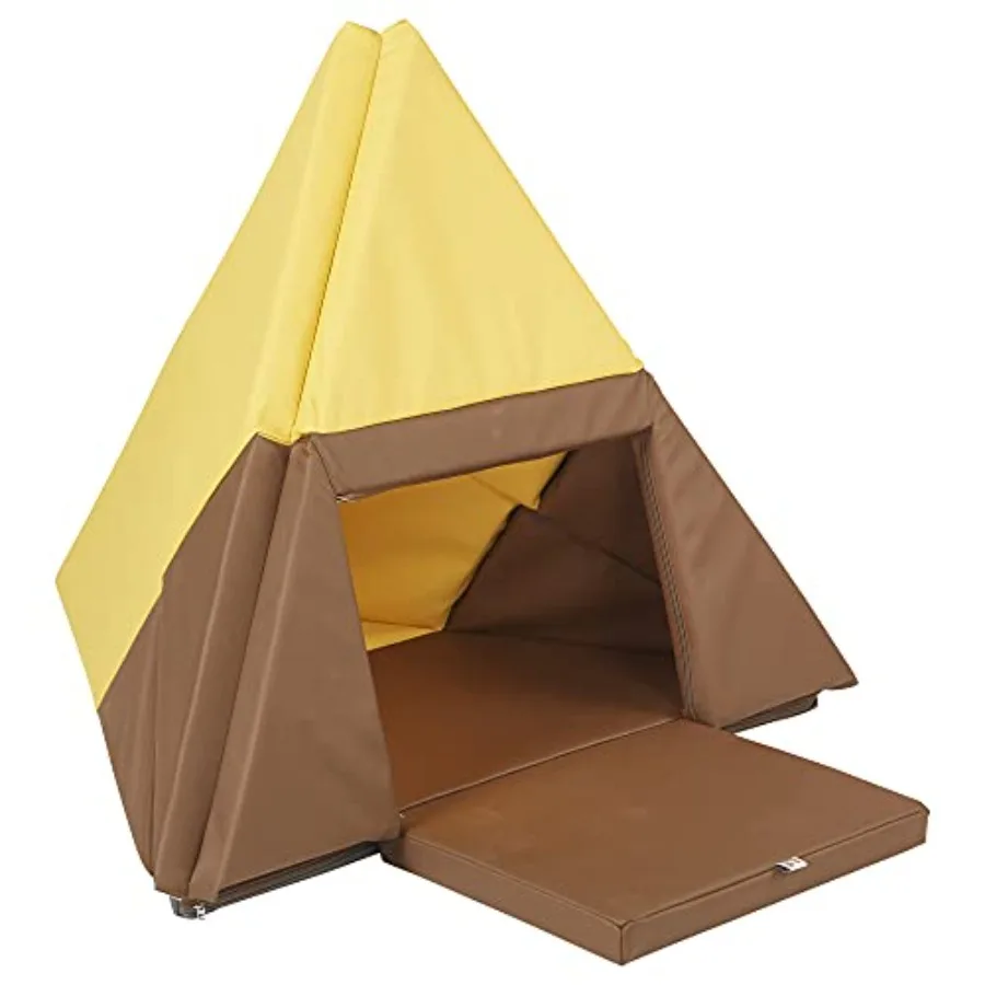 

SoftZone Camp Canoe and Tumble Too Folding Playmat in Chocolate/Yellow for Indoor Outdoor Play with Soft Durable Material and S