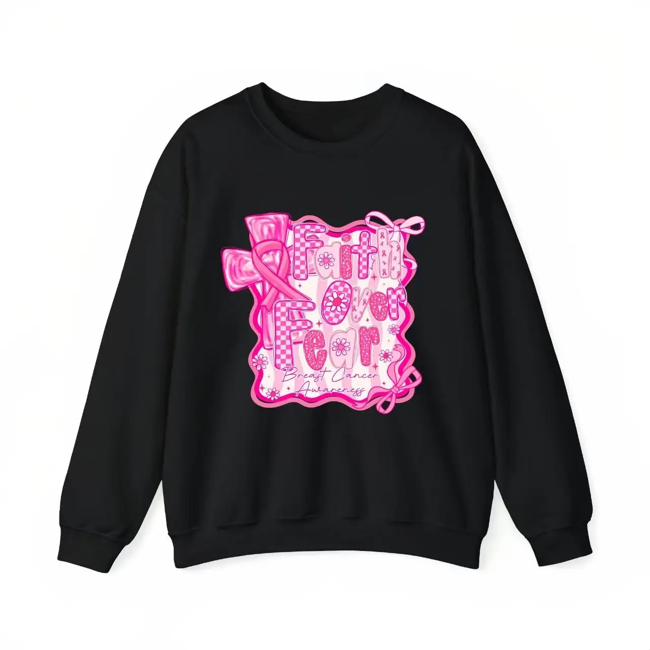 

"Breast Cancer Awareness Sweatshirt Women Motivational Pink Ribbon Graphic Tee Fight Like A Girl Charity Gift Top"