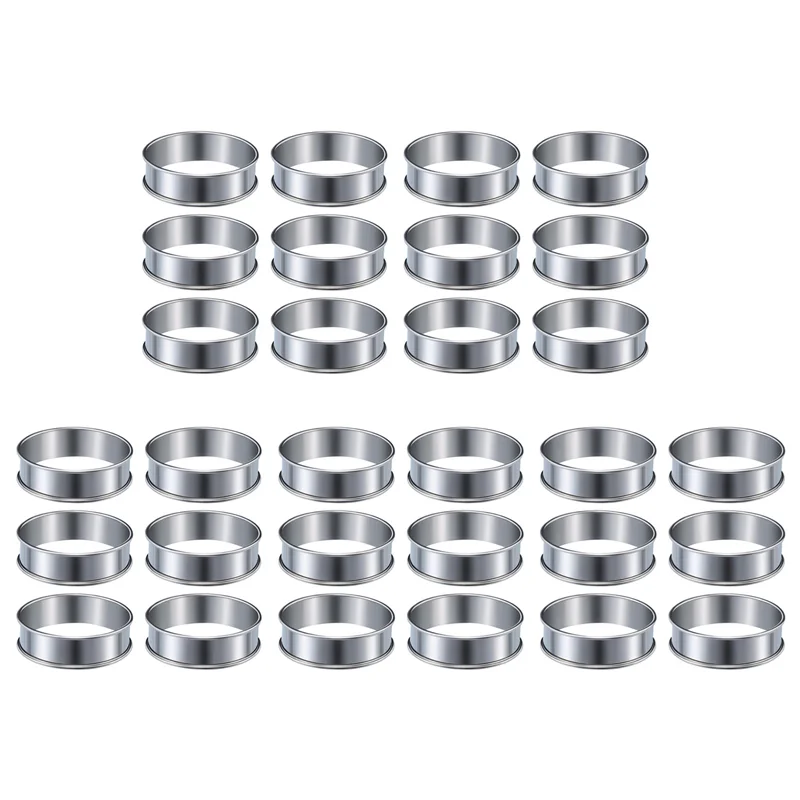 

ABUF-30 Pieces Muffin Tart Rings Double Rolled Tart Ring Stainless Steel Muffin Rings Metal Round Ring Mold For Food Making
