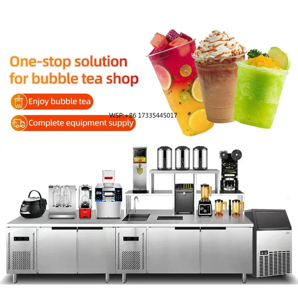 Manufacturer Direct Sales Customized Bubble Tea Workbench With Refrigerator Milk Tea Equipment Boba Tea Counter