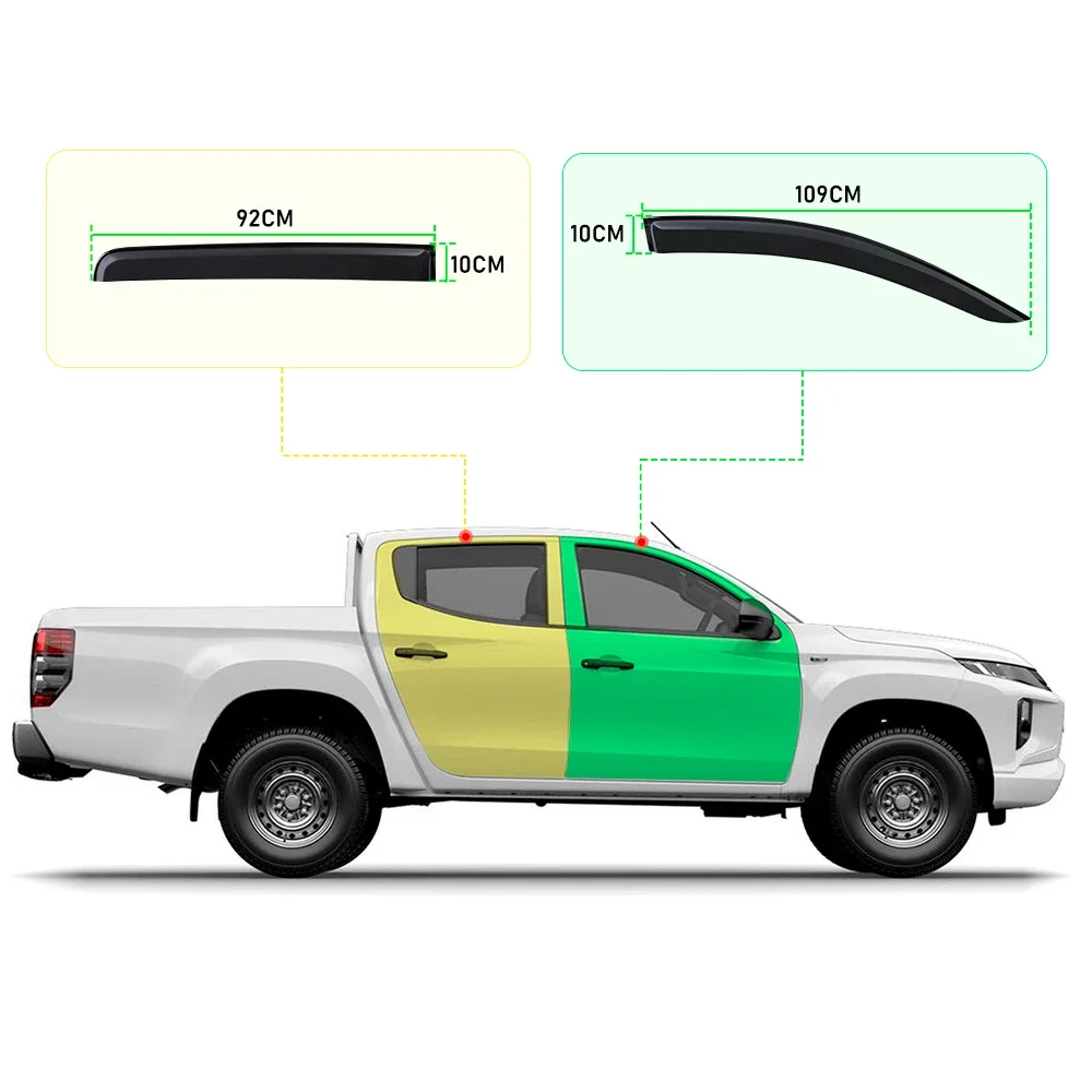 Window Deflector Window Visor FOR Mitsubishi Triton 2015 2016 2017 2018 Sun Rain Guards Door Visor Weathershield Double Cabin