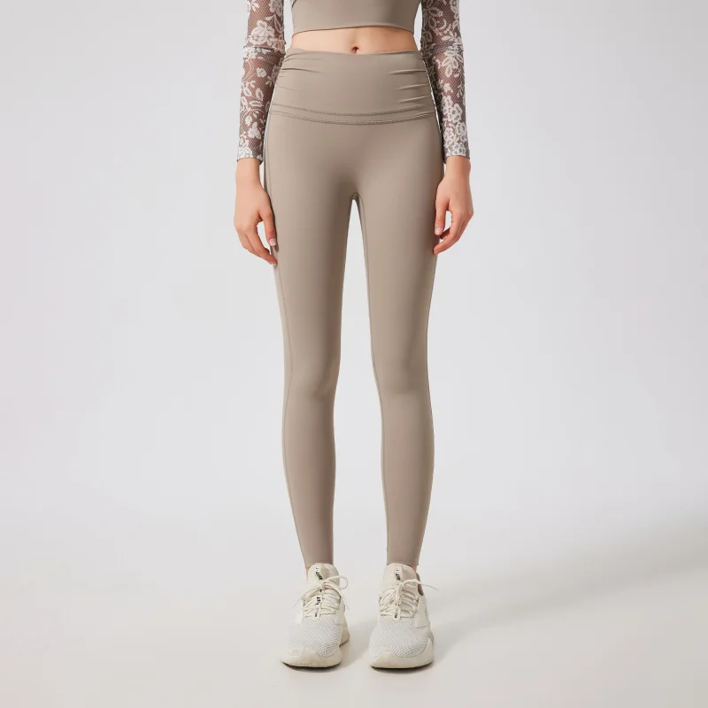 

High Waist Peach Butt Lifting Naked Yoga Pants Non Marking Sports Speed Drying Tight Pants For Outerwear Running Fitness Pants