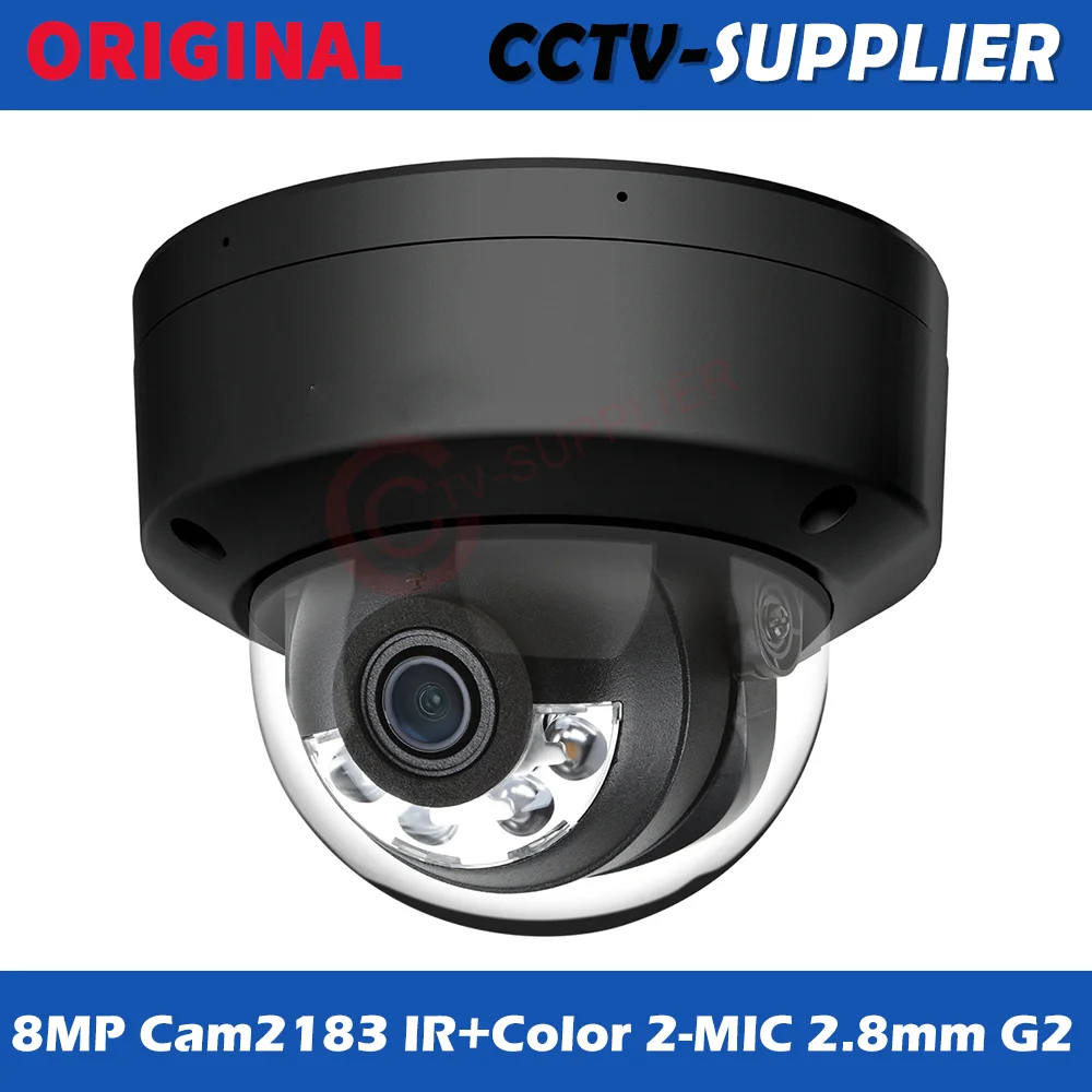 Original Cam2183g2-2mic 8MP IP Camera Dome PoE 4K Vandal Proof Smart Hybrid Light Built in dual MICs
