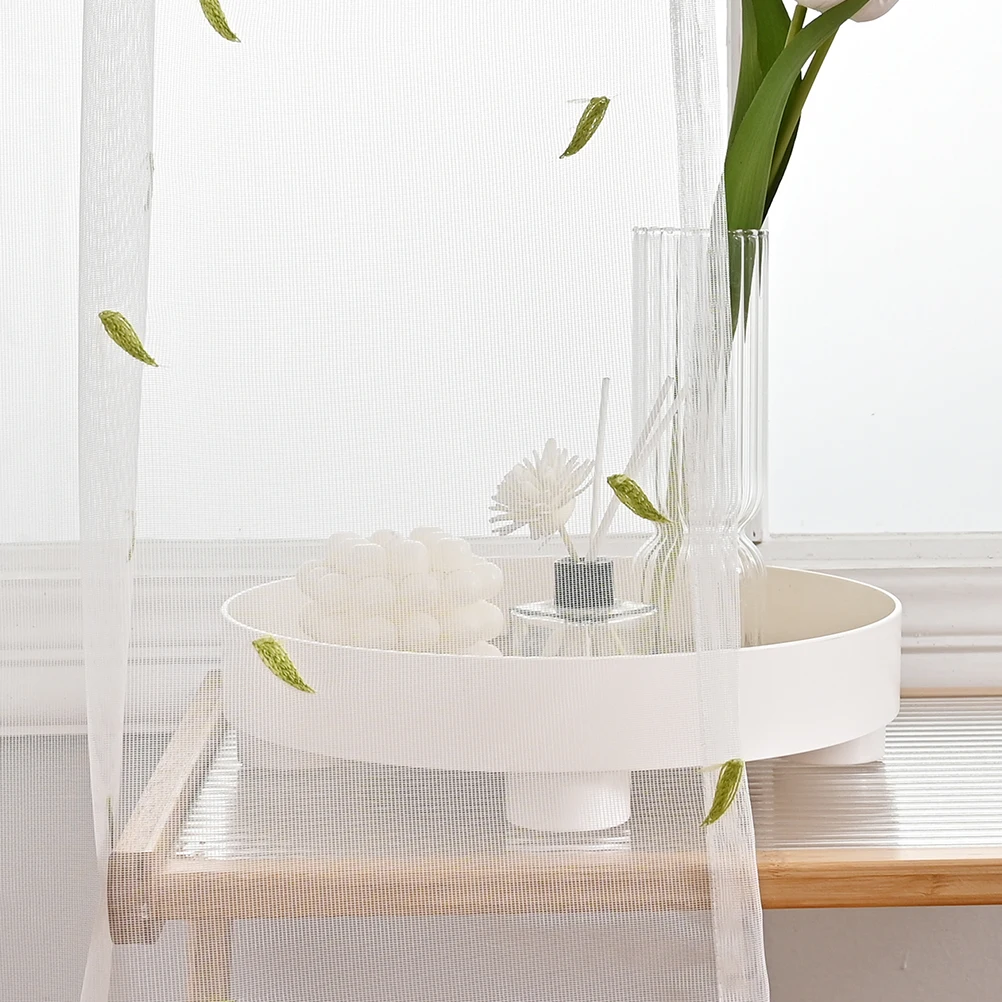 

Alipis Transparent Sheer Curtains Clear Panel for Cabinet Window Home Decor Privacy Green Embroidery Polyester Yarn Grace