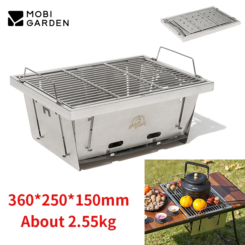 

MOBI Garden Outdoor IGT Grill Folding Stainless Steel Charcoal BBQ Stove Picnic Family Portable Camping Accessories Cookware