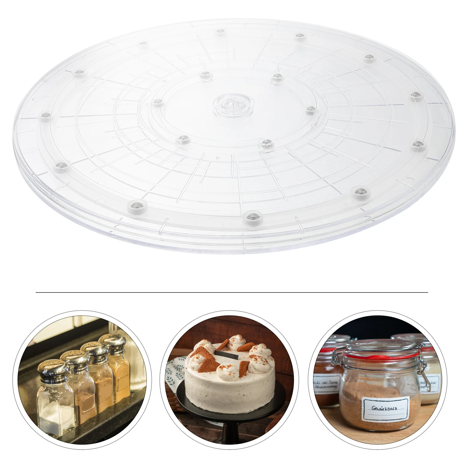 

Transparent Turntable Flower Arrangement Rotating Storage Tray Home Spice Rack Bearing Swivel Plate Round Holder