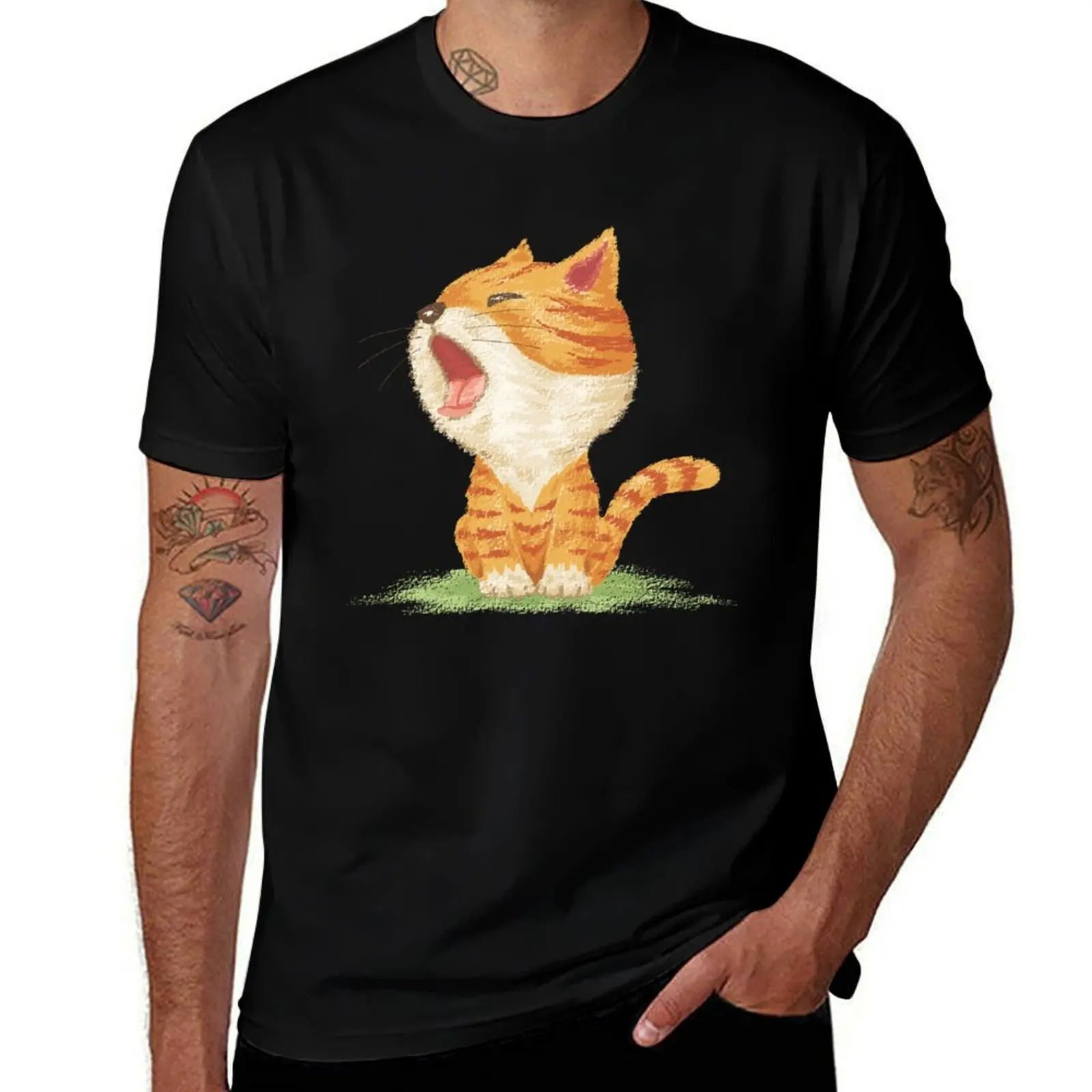 Tabby to yawn T-Shirt Daily Casual Short Sleeve Tee Shirt T-Shirt