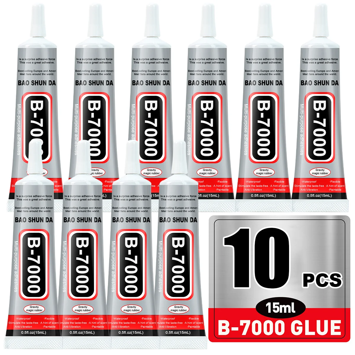 10 unidades B7000 15 ml Transparente Supercola para Telemóveis com Ecrã Tátil B-7000 Reparação DIY de Telemóveis Ponto de Reparação Diamante Joalharia Adesivo para Vidro, bricolagem com aplicador de precisão, Adesivo