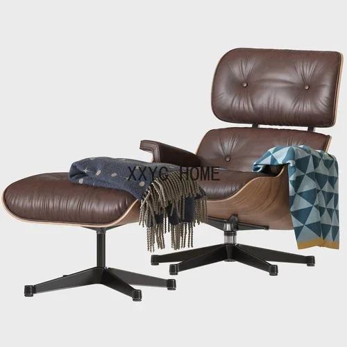 Sedia Sedia per divano monoposto nordica in vera pelle Sedia per il tempo libero girevole moderna e minimalista