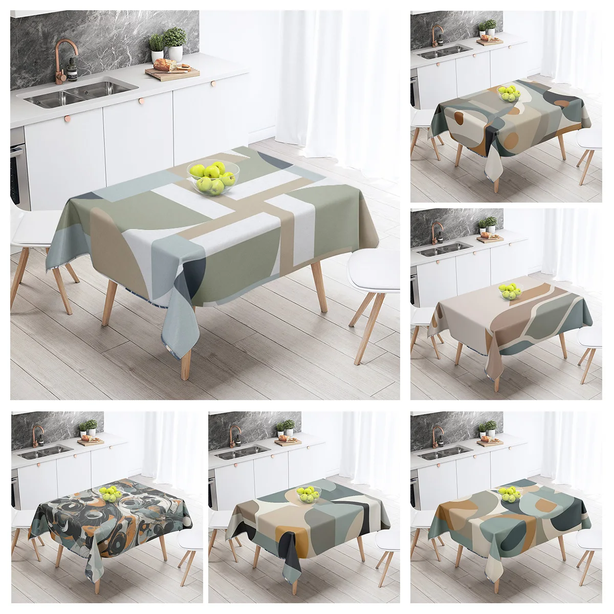 Abstract Geometric Tablecloth 1pc Resistant Party Decoration Restaurant Cafe Dining Table Tablecloths 140X200cm