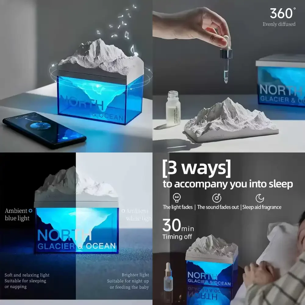 

Многофункциональная лампа-колонка Polar Glacier для домашнего декора, прикроватный ночник, портативный аромадиффузор для улучшения сна