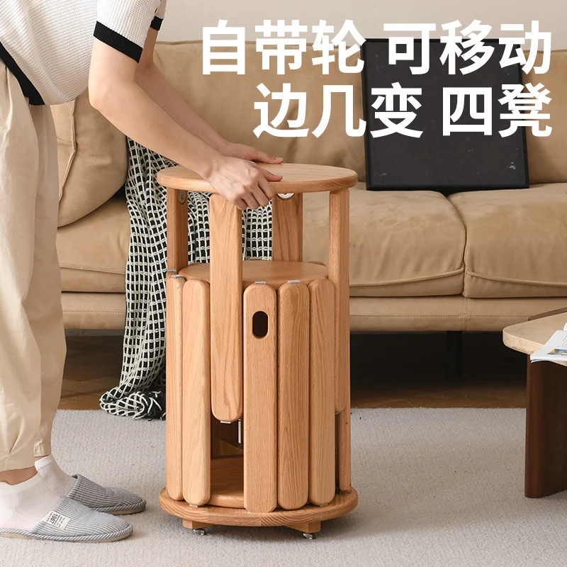 

High-end solid wood stools can be stacked and stacked, living rooms, restaurants, home oak stacking round stools, and combined