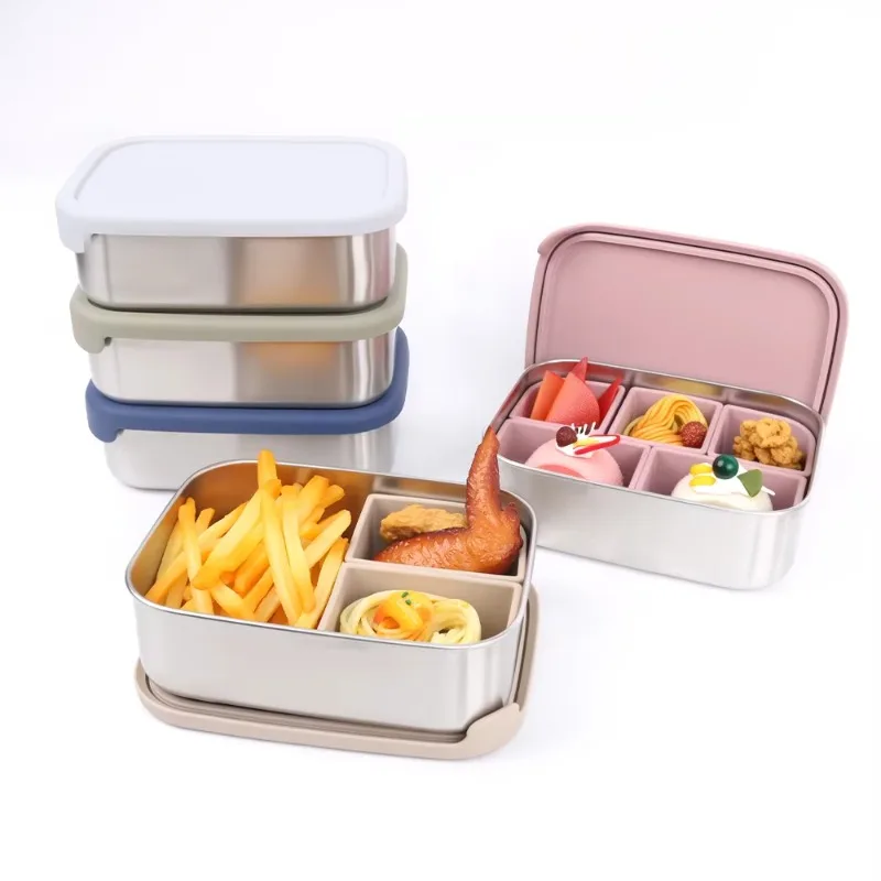 New toddler children's tableware stainless steel bento box children's adjustable compartment bento box stainless steel
