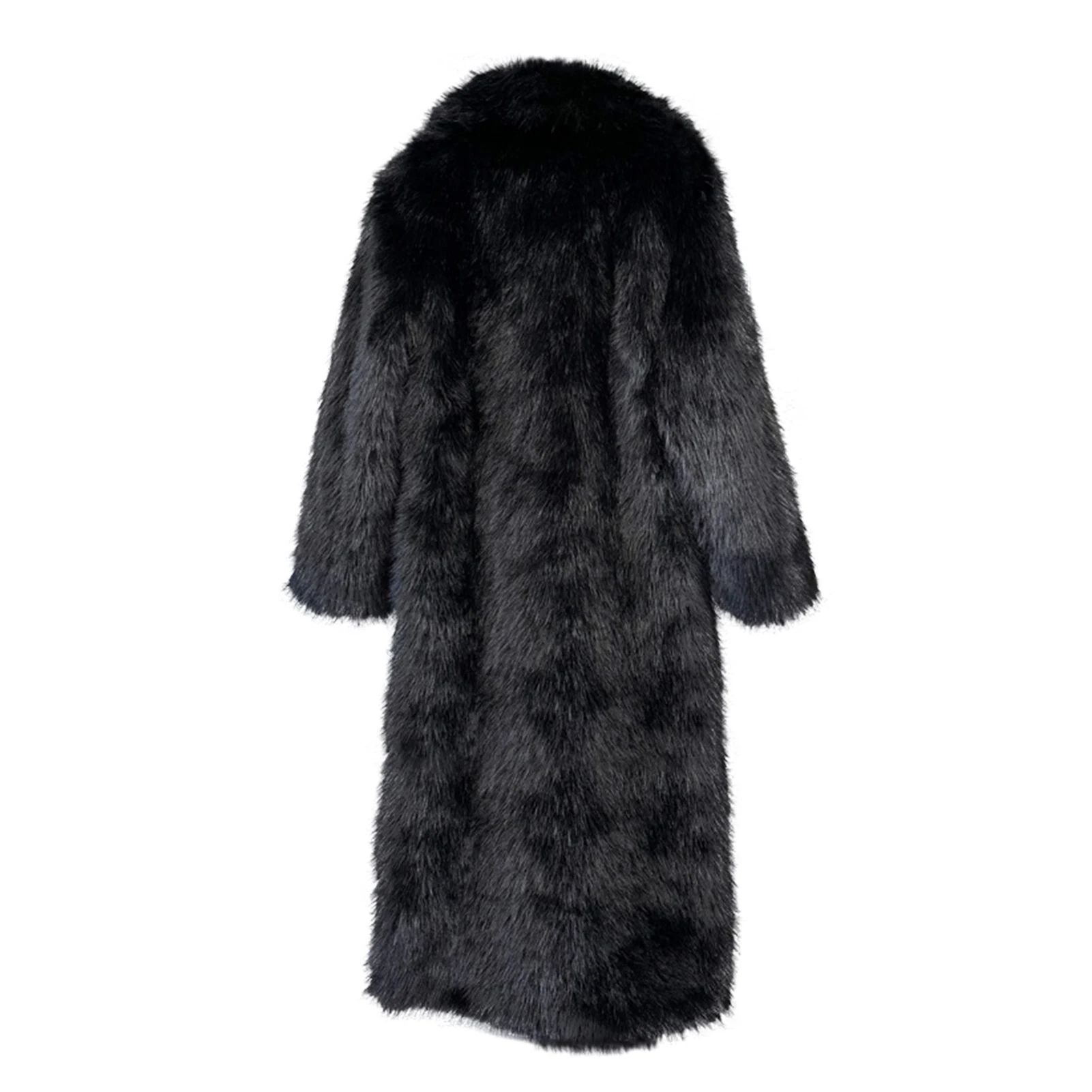 Lisa Colly Winter 130cm Super Long Fluffy Faux Fur Coat for Women Lapel Thick Warm Jackets Outerwear