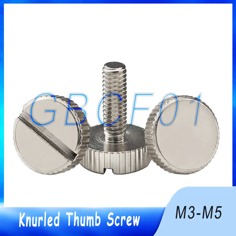1~40Pcs M3 M4 M5 M6 Cylindrical Head Knurled Thumb Screw Slotted Hand Tighten Adjust Bolts Ni-Plated  Fine Thread