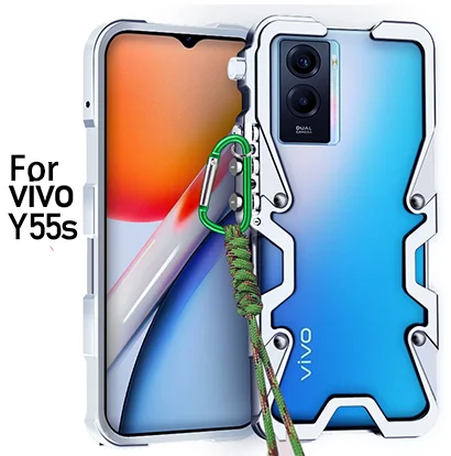 

Luxury aluminum alloy hollow heat dissipation Phone Case For vivo Y55s Y36m Y36i Y36 5G Y17s Y12 V2317A shockproof Back Cove