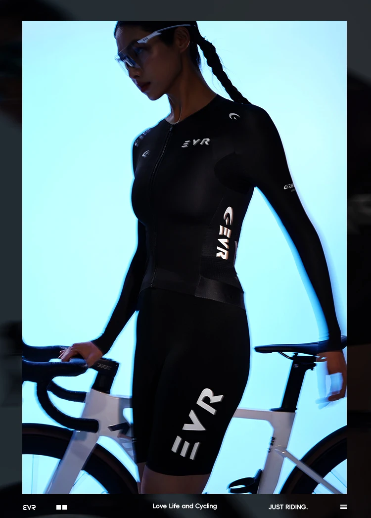 EVR Sommer Damen Radsport-Trägerhose Einteilige Trägerhose mit Doppelpfeil-Design Langstrecken-Schnelltrocknende Radhose – Detail 2