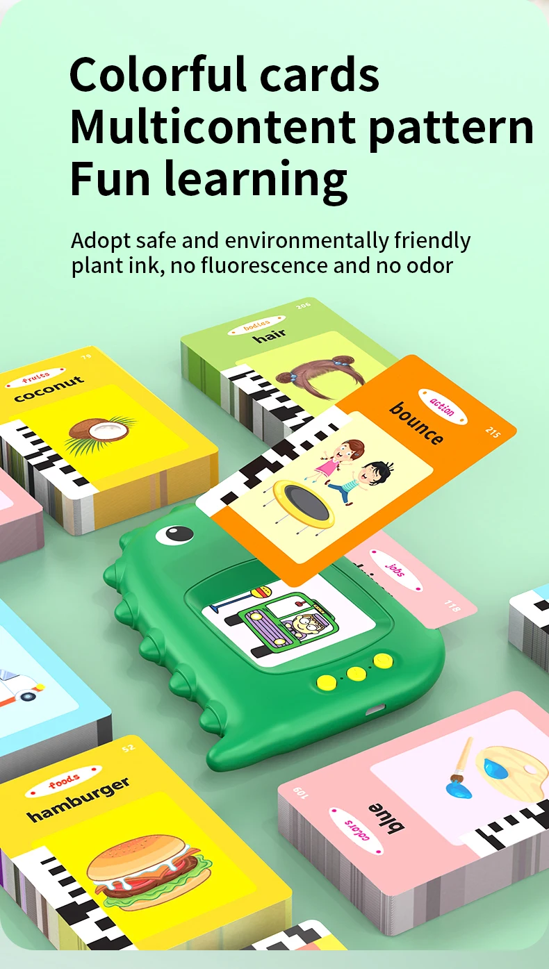 Falando educação precoce máquina de cartão flash bebê pré-escolar aprendizagem inglês máquina leitura livro áudio brinquedos presente interativo