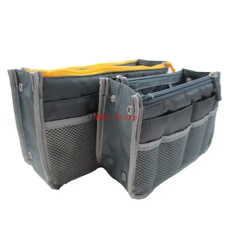 Nylon Cosmetic Bags for Women Tote Insert Double Zipper Makeup Bag Storage for C
