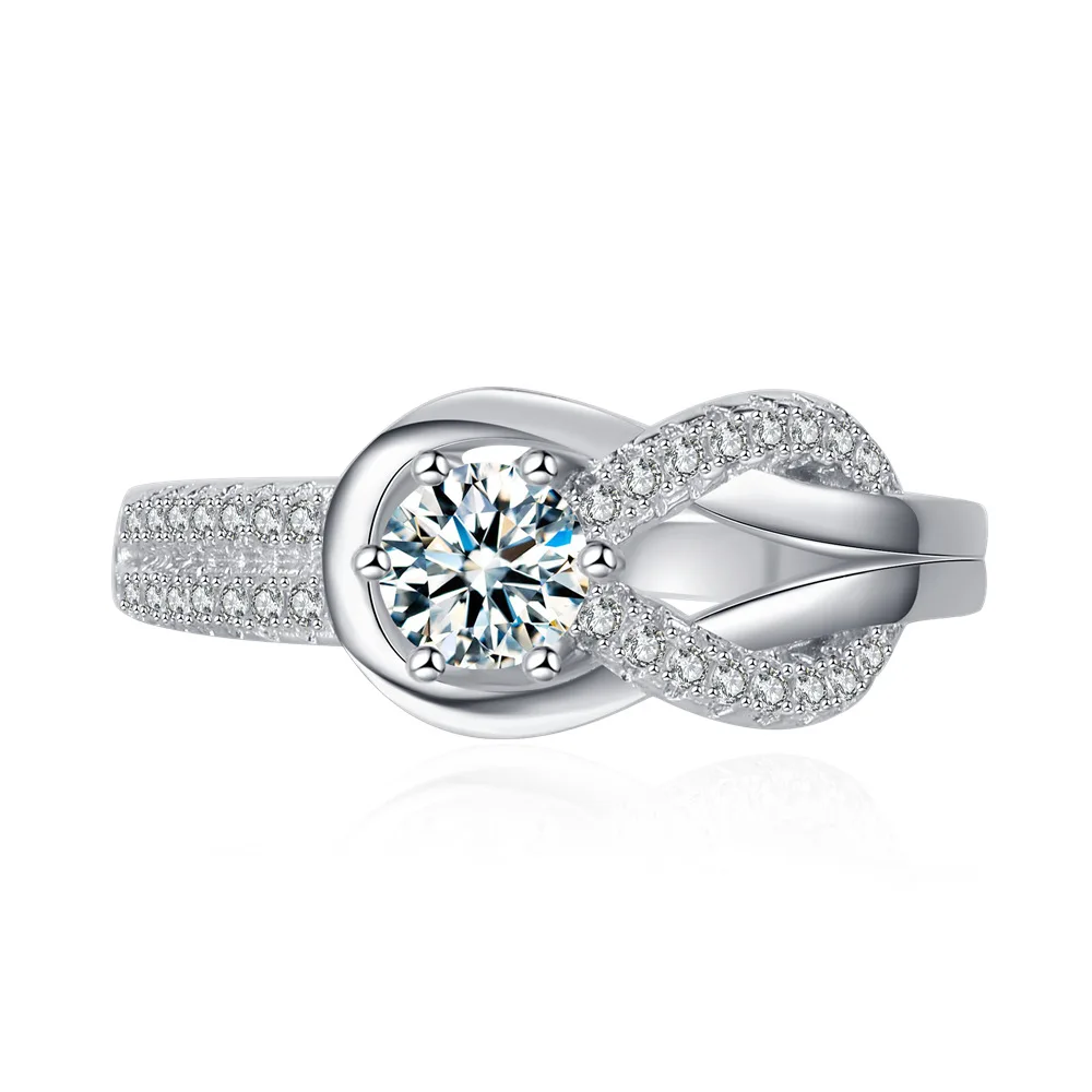 

Europe America Women's 5mm Diamond 925 Sterling Silver Ring for Wedding Engagement