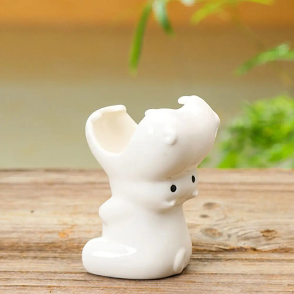 Portable Handmade Hippo Flower Pot Cartoon Lovely Elephant Flowerpot Ceramic Desktop Potted Ornament Garden