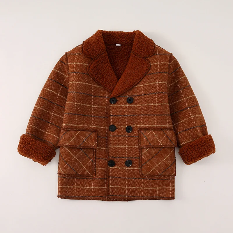 Teenager Kids Photography Woolen Coat Boys Girls Coffee Winter Thick Warm Wool Coat Children Windproof Outdoor Jacket 2-11Y