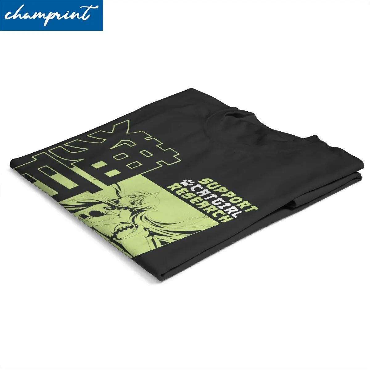 تي شيرت رجالي يدعم Catgirl البحوث قطن تي شيرت Monogatari لطيف القط فتاة في نهاية المطاف Waifu تي شيرت Crewneck الملابس هدية فكرة