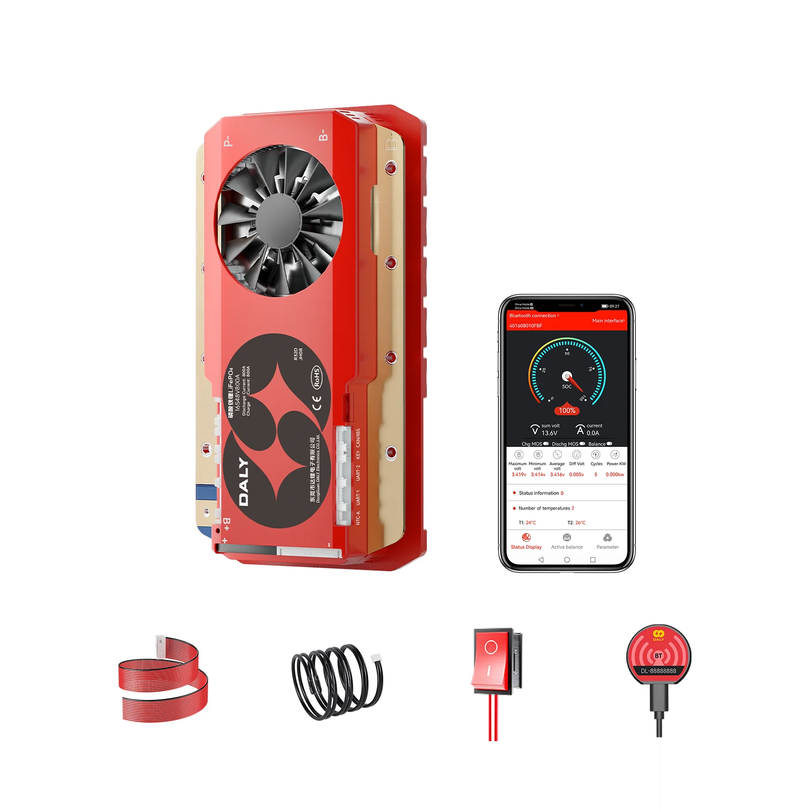 DALY Smart BMS High Current BMS Bluetooth Lifepo4 26S 600A 800A BMS for LifePo4 Battery Inverter Balance Board RS485 CANBUS