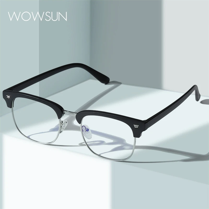 WOWSUN TR90 Anti Blue Light Glasses Large Frame Computer Goggles Unisex Glasses AA111