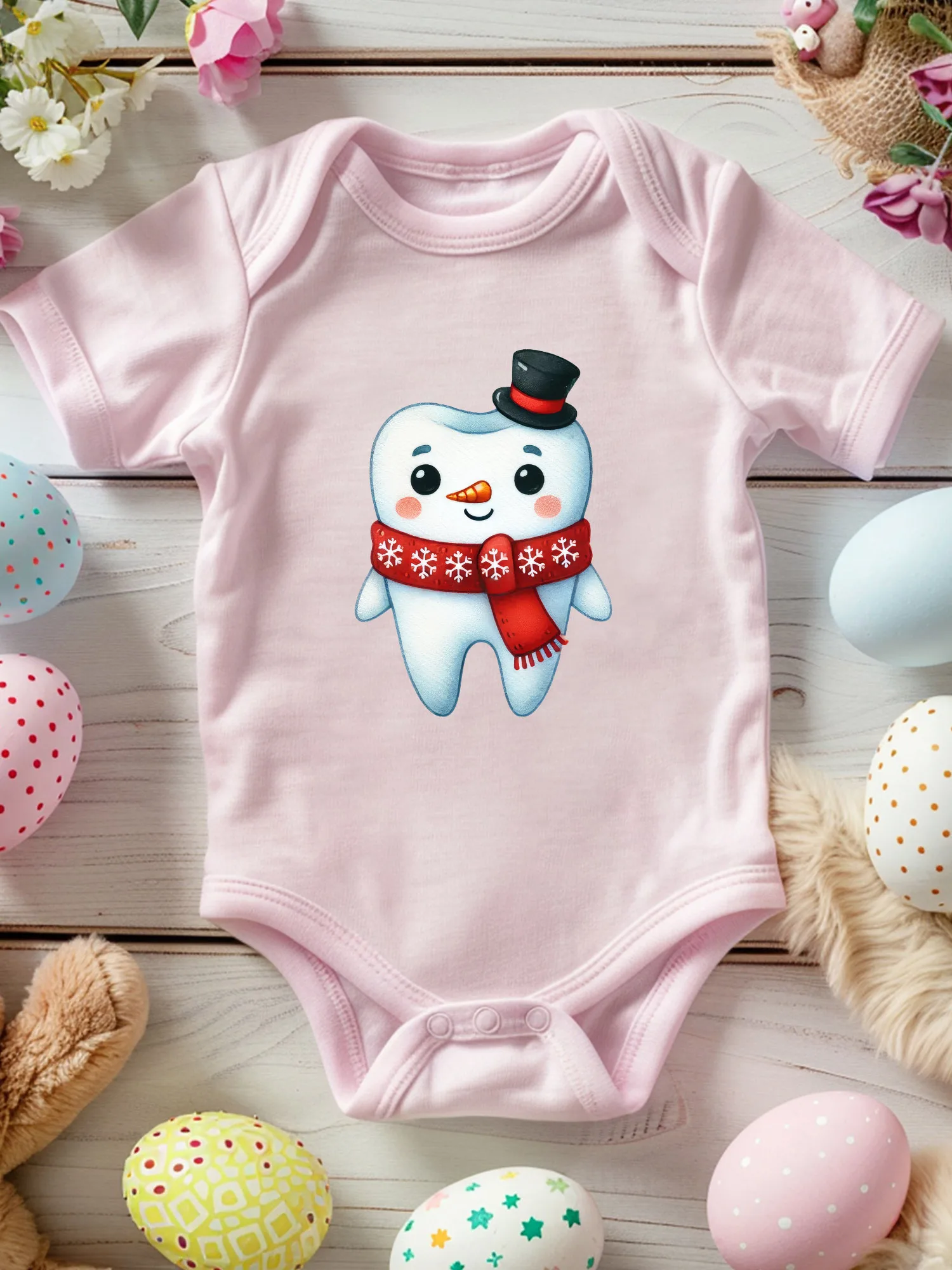 

Snowman Tooth Unisex Baby Crawling Suit, 100% Cotton Soft Onesie, All-Season Wear Pink Bodysuit 190GSM