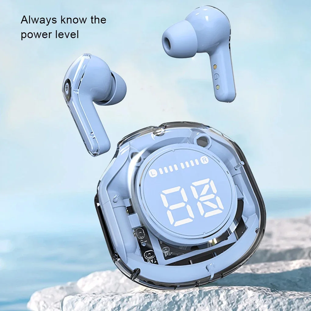 Air39 Wireless Bluetooth Earphone Transparent HIFI Headphones LED Power Digital Display Stereo Sound Earbuds for Xiaomi Iphone