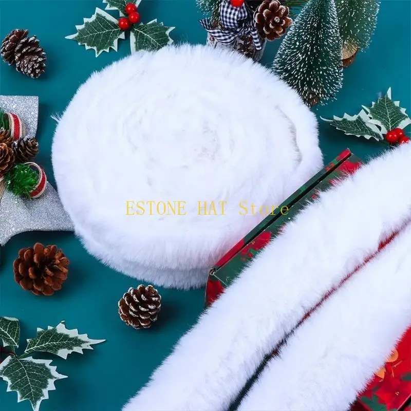 49MF White Furry Belt Craft Do It Yourself Perfect for Holiday Season Fashion Lover White Plush Belt for Christmas Tree Skirt