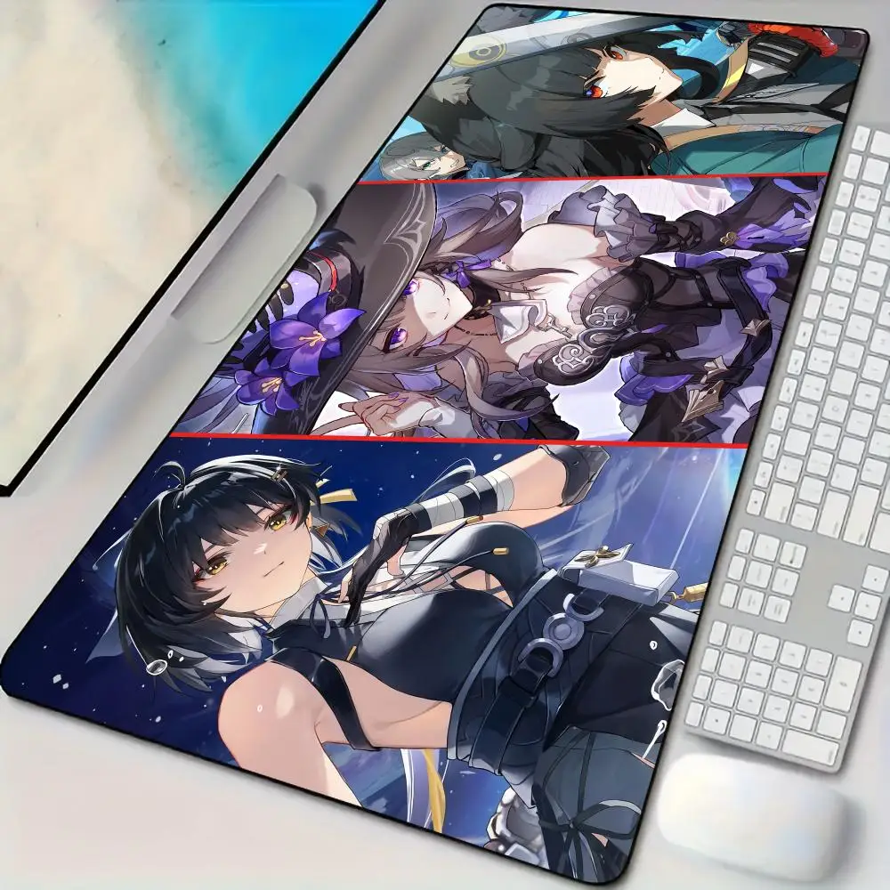 

Cool anime girls theme gaming Mouse Pad Desk Mat with Stitched Edges non-Slip rubber base gamer pc accessories Gaming mat rug