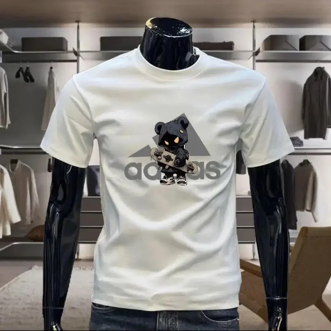 Spring and Summer Men's Round-neck Cotton T-shirt - Couple Trendy Brand Large Size Loose Retro Printed Comfortable Shirt