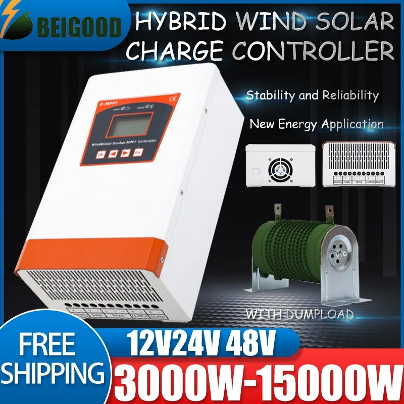 MPPT Laadregelaar 5/8000 w Solar & Wind Hybride Systeem Thuisgebruik 12 v 24 v 48 v Auto Regulator Voor Windturbine Huishoudapparaat