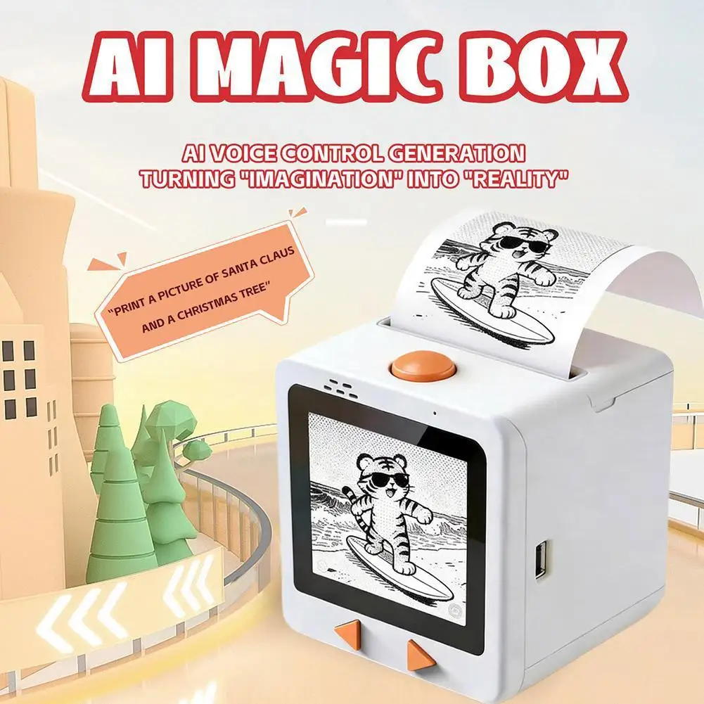 

Принтер Stickerbox AI с голосовым описанием, портативный термопринтер без чернил, пластиковый, подходит для детей